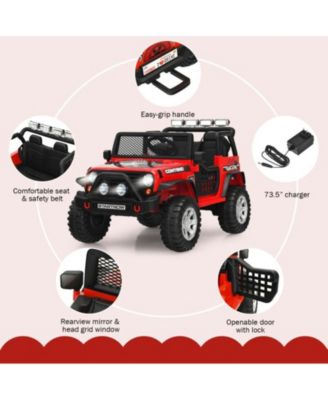 12V Kids Remote Control Electric Ride On Truck Car with Lights and Music -Red