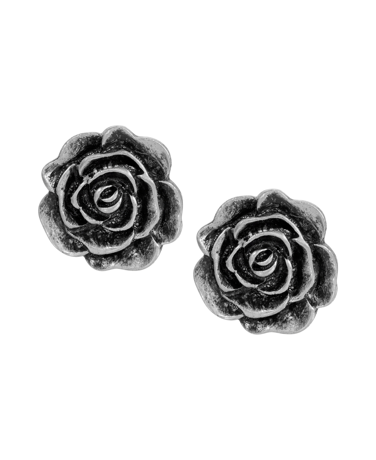 2028 Silver-tone Flower Button Earrings In Gray