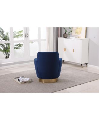 Navy Velvet Swivel Barrel Chair with Gold Base