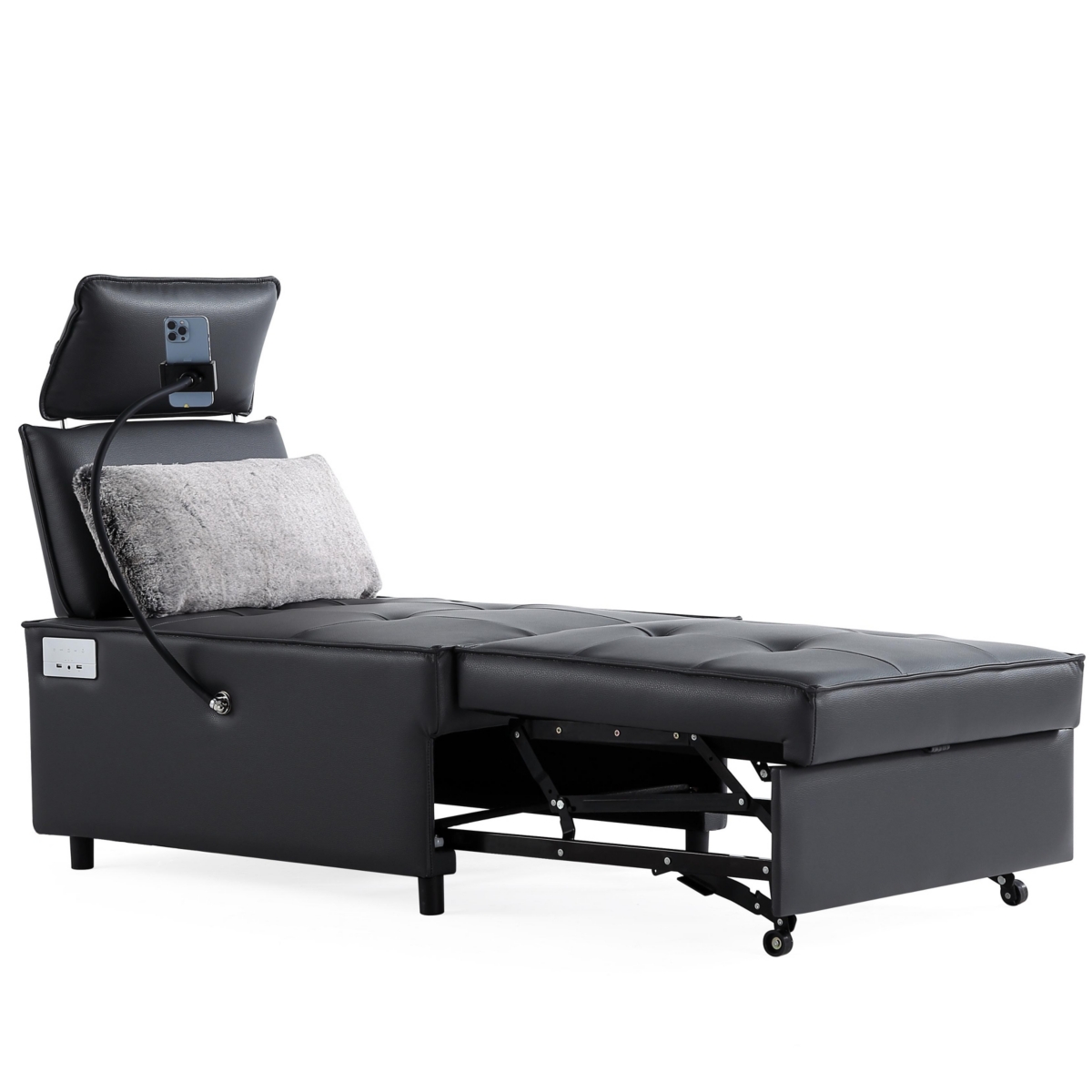 Streamdale Furniture 3 in Sofa bed, Speaker chair, Reclining sleeper sofa bed,Futon with bluetooth speaker 2 Usb port, Phone holder accent chair, Fu