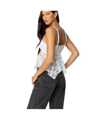 Womens Orchid Sheer Lace Top