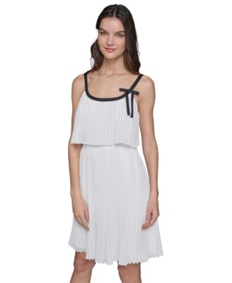 KARL LAGERFELD PARIS - Women's Chiffon Bow-Detail A-Line Dress