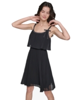 Karl Lagerfeld Paris Women's Chiffon Bow-Detail A-Line Dress - Black