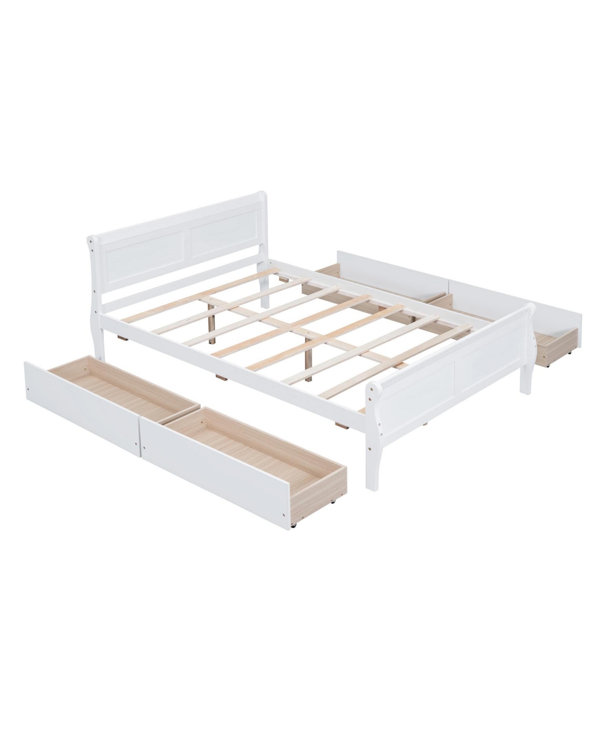 Slickblue Platform Bed with 4 Storage Drawers and Streamlined Headboard & Footboard for Sleek Bedroom Organization