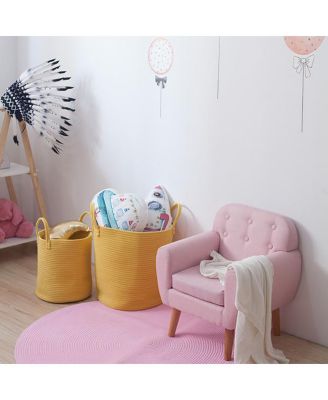 Large Decorative Cotton Rope Basket &amp;#x2013; Soft Woven Storage Bin for Nursery, Bedroom, or Laundry Room