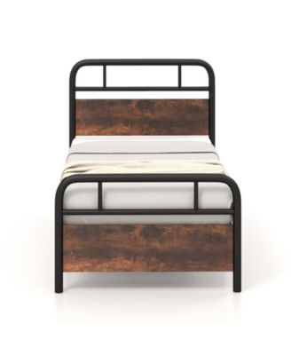 Twin Size Bed Frame with Industrial Headboard