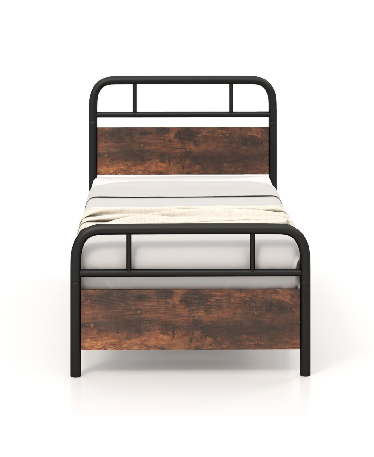 Sugift Twin Size Bed Frame with Industrial Headboard