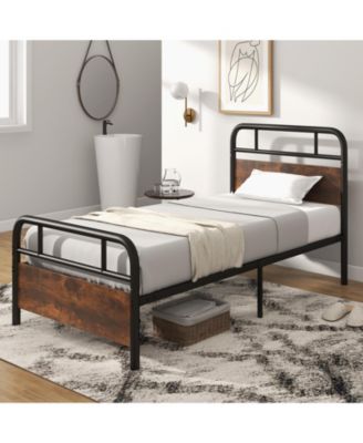 Twin Size Bed Frame with Industrial Headboard