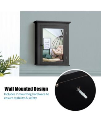 Wall Mounted Bathroom Mirror Cabinet with 5-level Height-adjustable Shelf