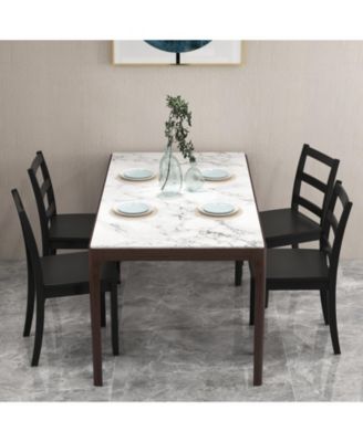 Set of 2 Wood Dining Chairs with Solid Rubber Wood Legs-Black