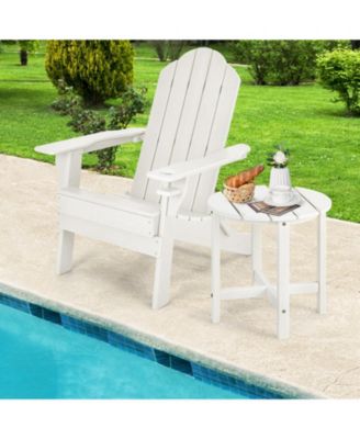 18 Inch Round Weather-Resistant Adirondack Side Table-White
