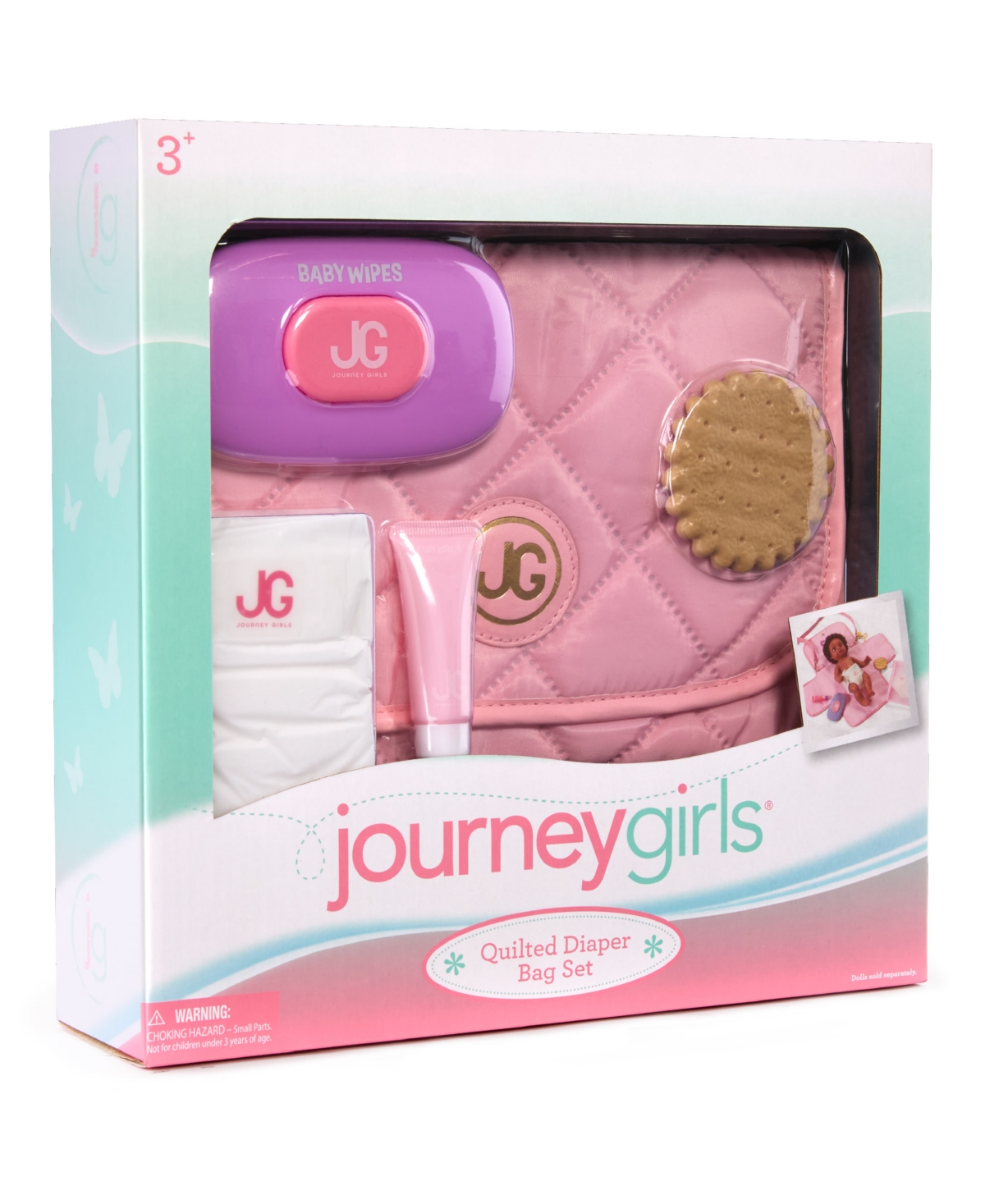 Journey Girls Plush Diaper Bag Set In Light,pastel Pink
