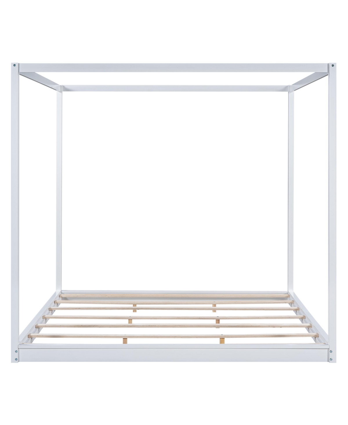 SlickblueKing Size Canopy Platform Bed with Support Legs Elegant Design for Stylish Bedrooms - White