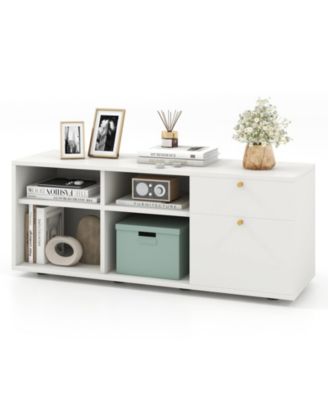  42.5"  Metal Storage Cabinet TV Console Cabinet with 2 Drawers and 4 Cubes for Entryway