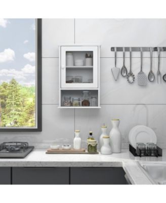 Bathroom Wall Mounted Adjustable Hanging Storage Medicine Cabinet-White