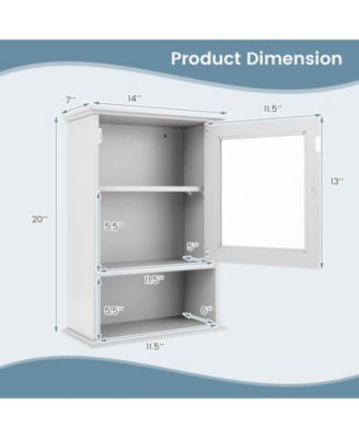 Bathroom Wall Mounted Adjustable Hanging Storage Medicine Cabinet-White