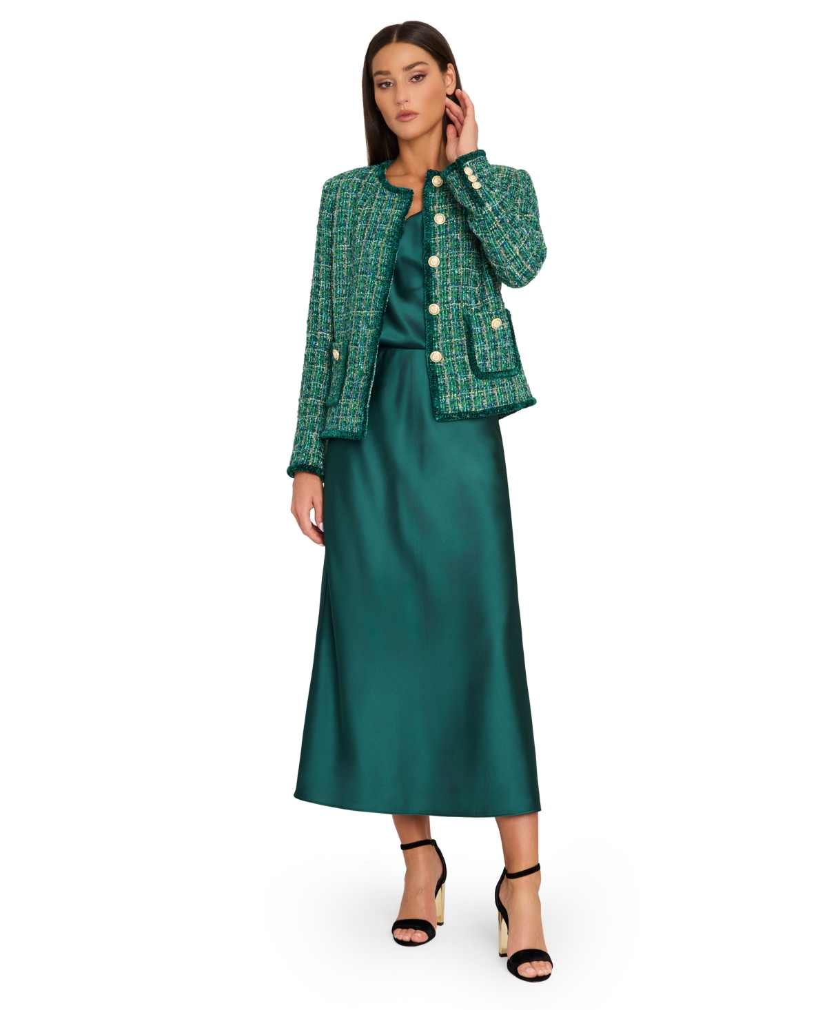 Tahari Asl Women's Boucle Round-Neck Jacket