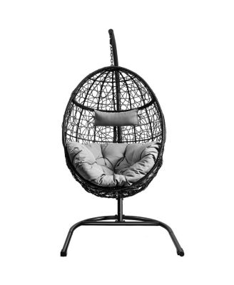Hanging Cushioned Hammock Chair with Stand -Gray