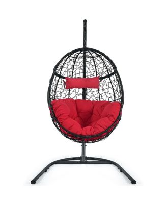 Hanging Cushioned Hammock Chair with Stand-Red