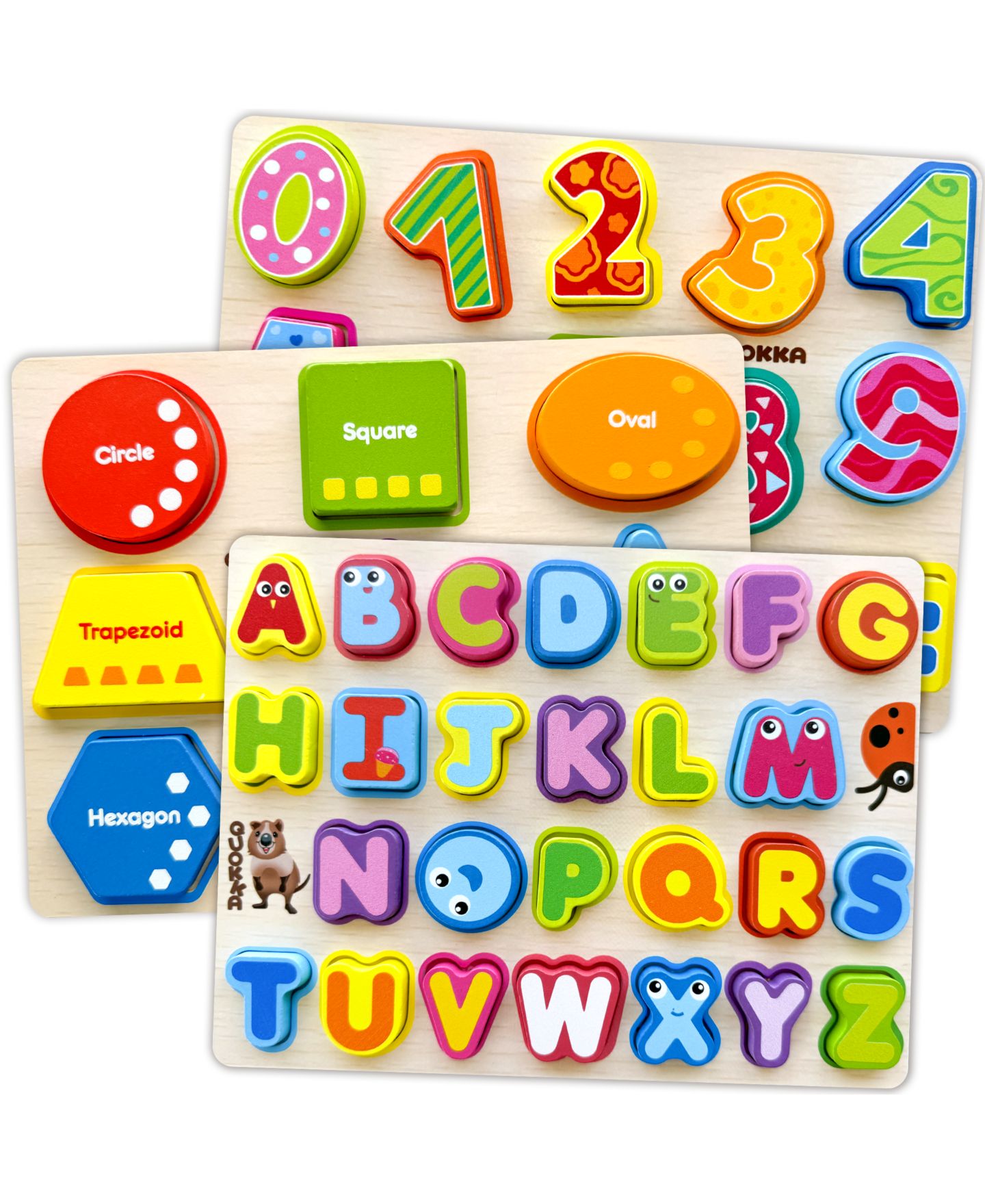 Детские пазлы Quokka Chunky Wooden Puzzles, 3-Piece Set, от 1 года, цвет: Assorted Pre-Pack (See Table 9 — фото 1