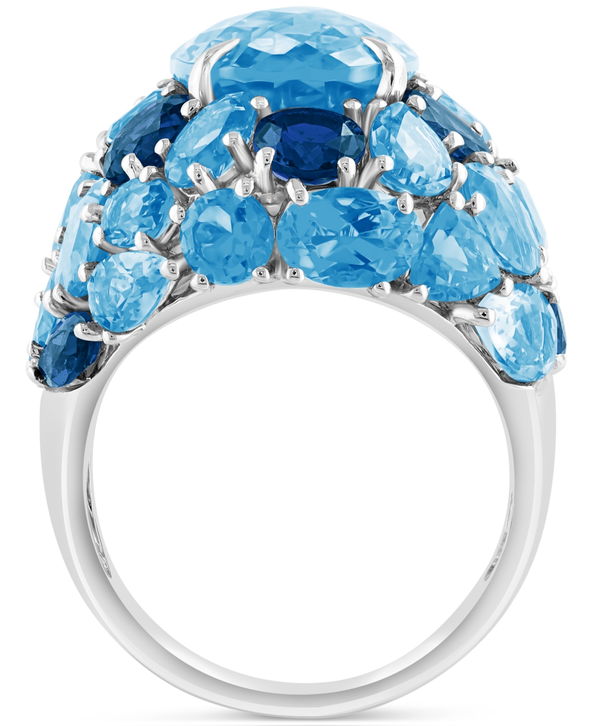 Shop Effy Collection Effy Blue Topaz (18 Ct. T.w.) & London Blue Topaz (3 Ct. T.w.) Cluster Ring In Sterling Silver (also