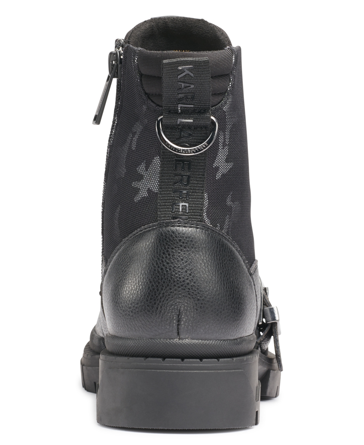 Karl Lagerfeld Men's Camo Front Logo Strap Buckle Lug Sole Boot - Charcoal