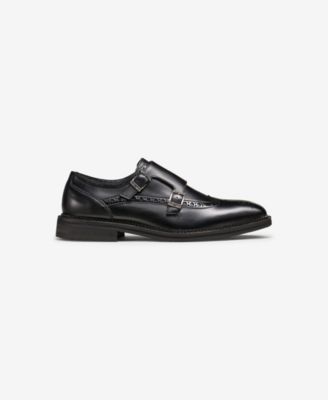 Men's Double Buckle Monk Strap Wingtip Dress Shoes