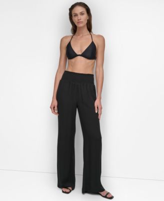DKNY - Women's Smocked-Waist Cover-Up Pull-On Pants