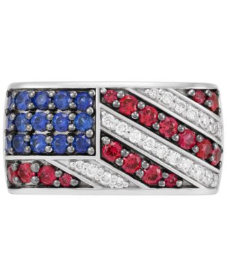 Lab Grown Multi-Gemstone (2 ct. t.w.) Flag Ring in Sterling Silver