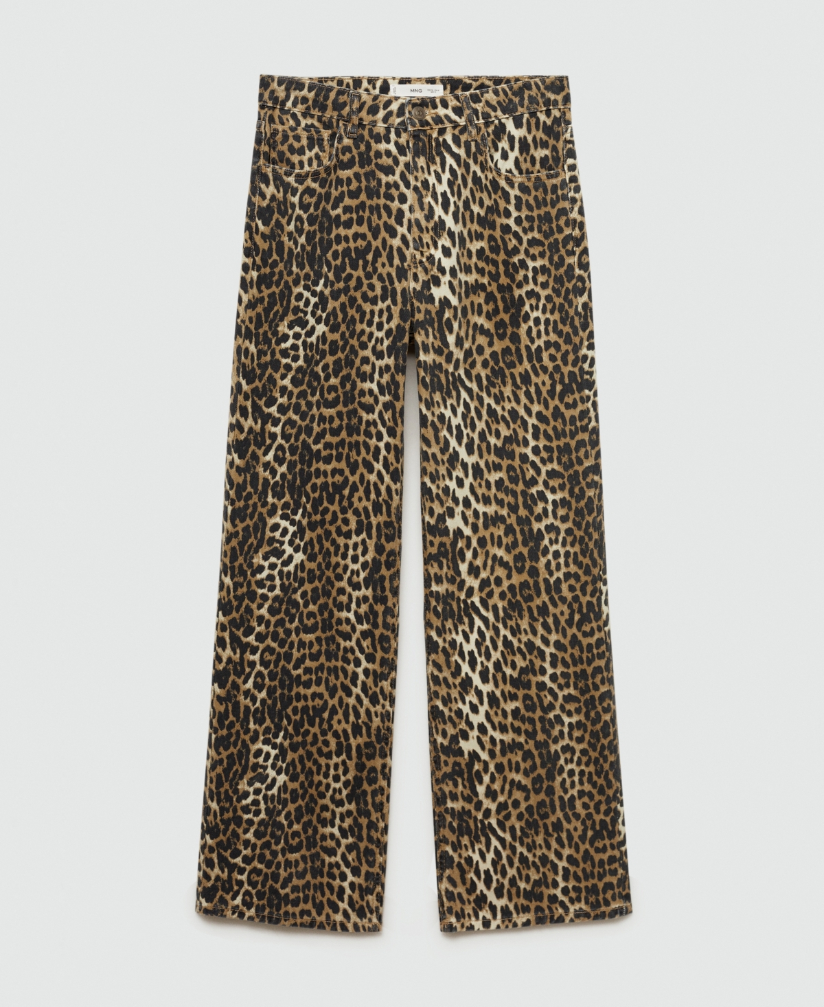 Mango Women's Leo High-Rise Straight-Fit Leopard-Print Jeans