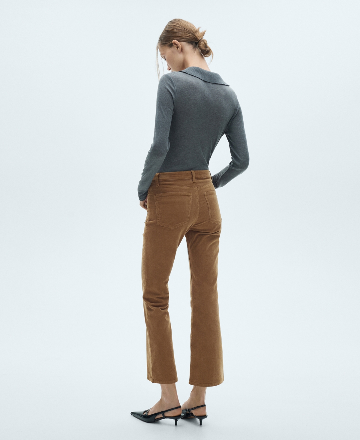 Mango Women's Flare Crop Corduroy Pants
