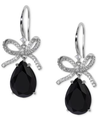 Eliot Danori - Silver-Tone Yellow Cubic Zirconia Bow Drop Earrings