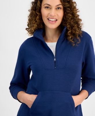 Petite Luxsoft Fleece Quarter-Zip Long-Sleeve Sweatshirt, Exclusively at Macy's 