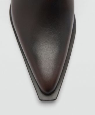 MANGO Women's Block Heel Leather Ankle Boots
