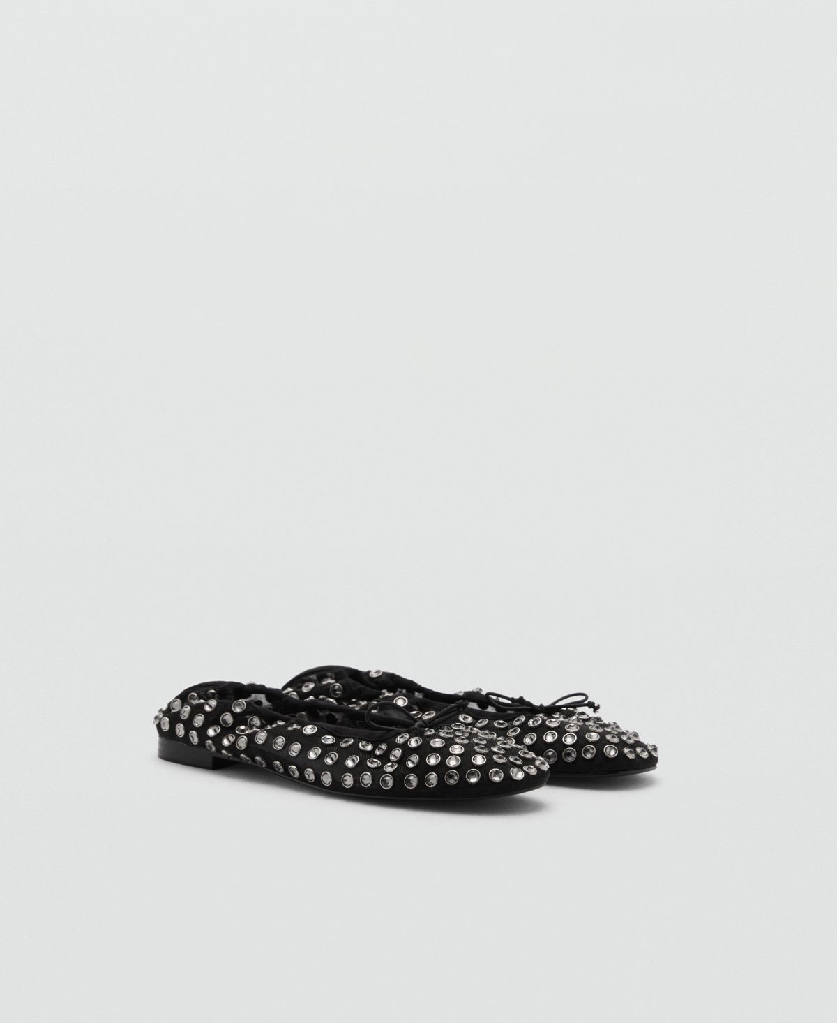 Mango Women's Studded Mesh Ballerina Shoes