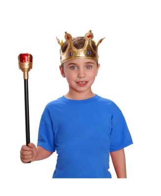 Kids Pretend Play Gold Crown and Scepter Set