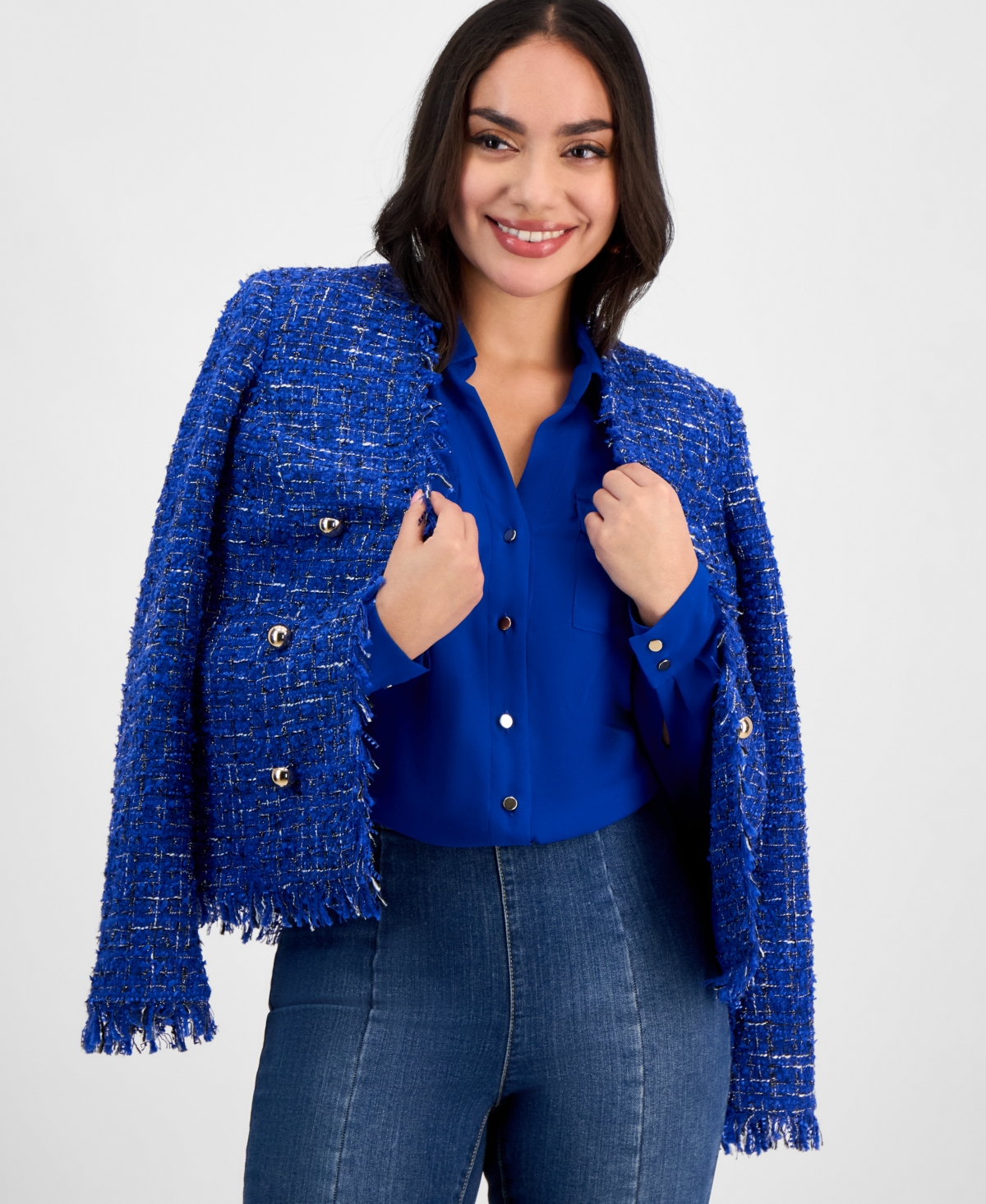 I.n.c. International Concepts Petite Button-Front Blouse, Created for Macy's