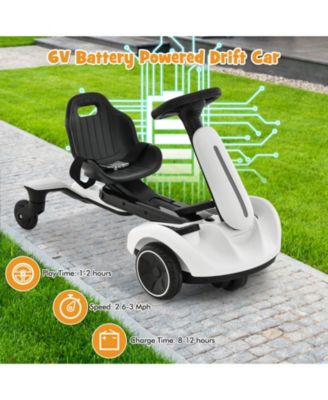 6V Kids Ride on Drift Car with 360 Spin and 2 Adjustable Heights-White