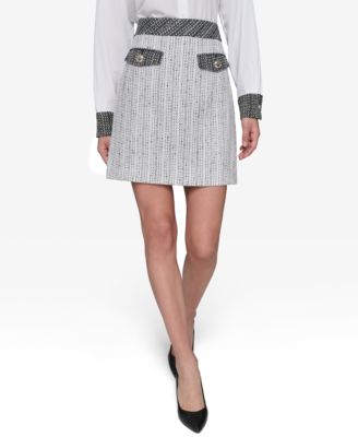 KARL LAGERFELD PARIS - Women's Two-Tone Tweed Skirt