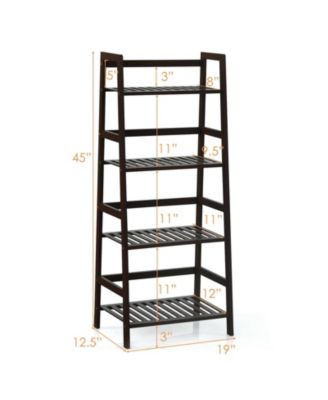 4-Tier Bamboo Plant Rack with Guardrails Stable and Space-Saving-Brown 19" x 12.5" x 45".