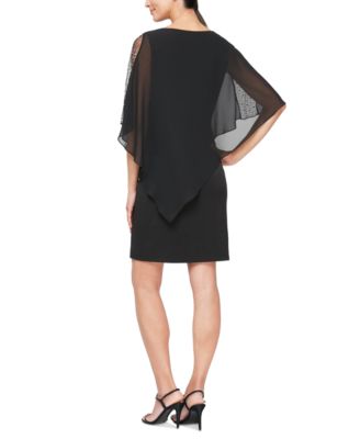 Women's Chiffon-Cape-Sleeve Sheath Dress