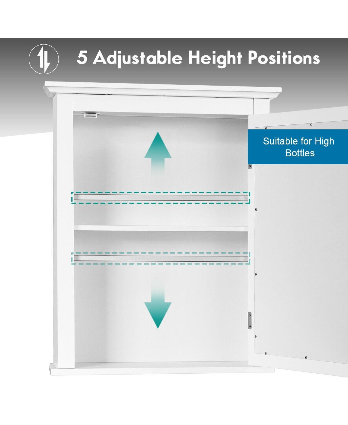 Sugift Bathroom Mirror Cabinet Wall Mounted Adjustable Shelf Medicine Storage- White