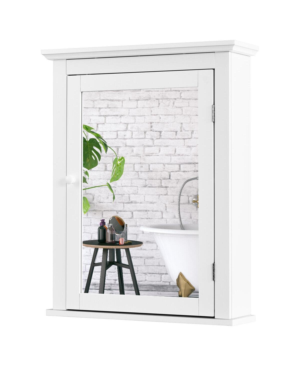 Sugift Bathroom Mirror Cabinet Wall Mounted Adjustable Shelf Medicine Storage- White