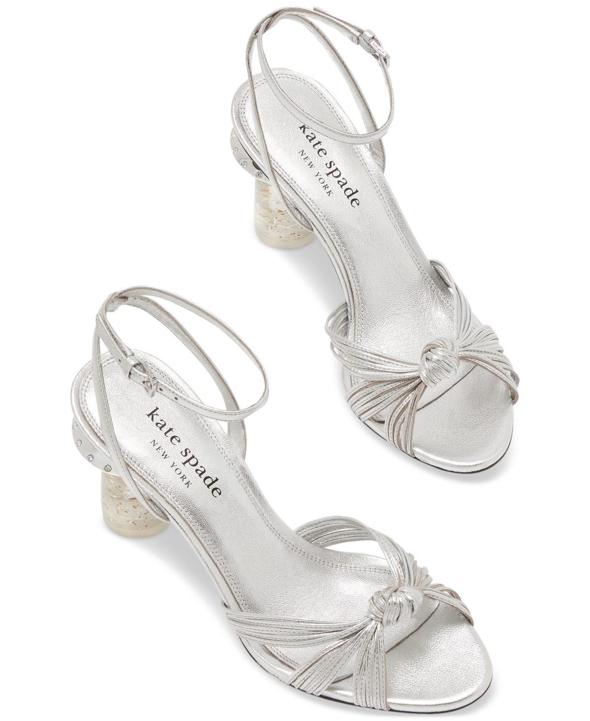 Kate Spade Round-headed High-heeled Sandals In Silver