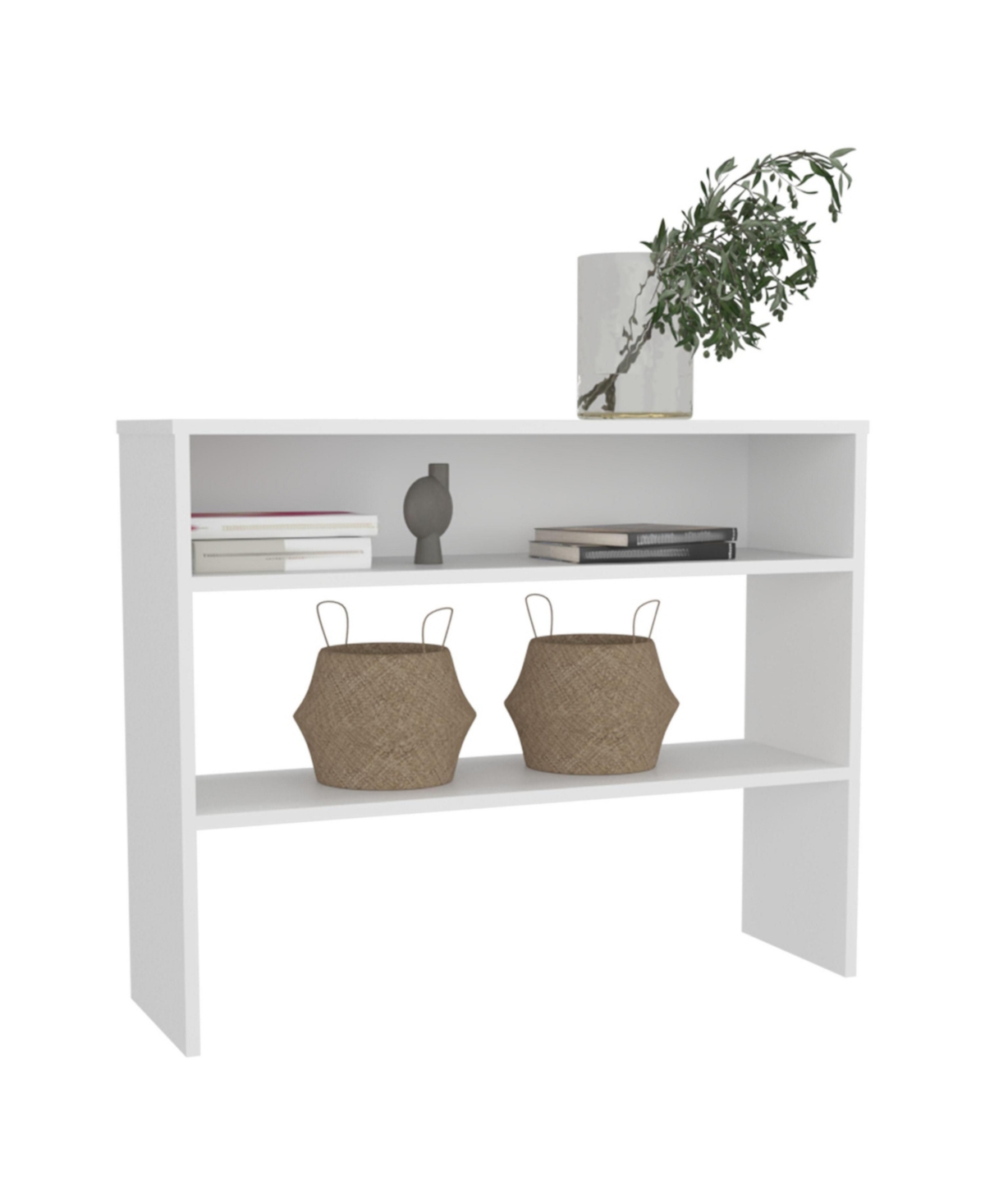 Depot E-Shop Saxman Library Desk with 2 Shelves and 2 Legs, Black