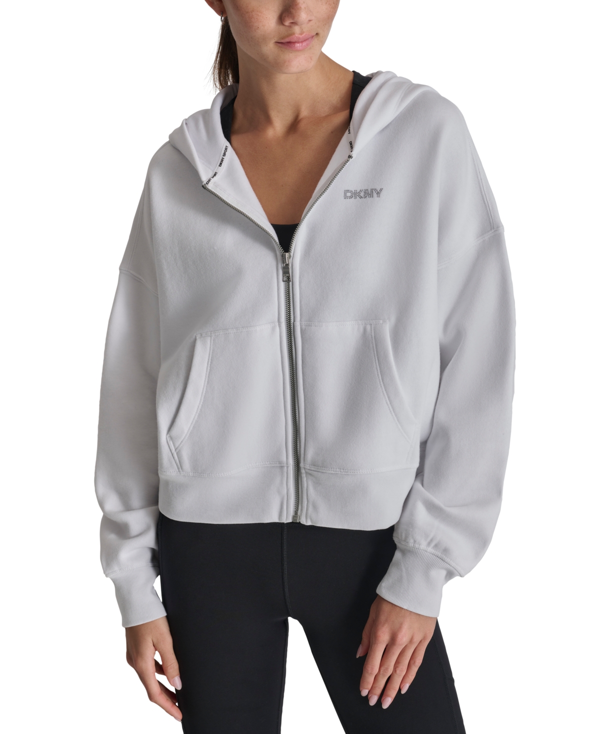 Dkny Sport Women's Rhinestone Logo Full-Zip Hoodie