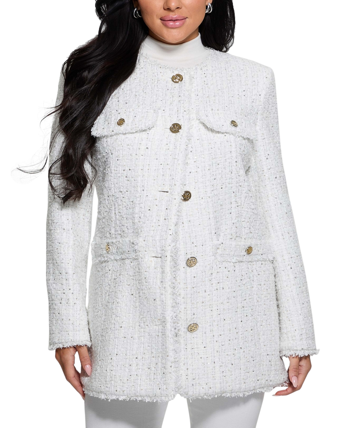 Women's Noelie Tweed Sequinned Jacket - Jet Black