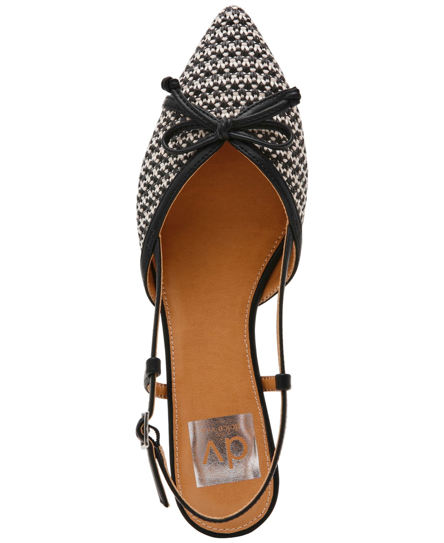 Женские балетки DV Dolce Vita Carsen Bow Pointed-Toe Slingback Flats, цвет: Чёрный / Белый — фото 4