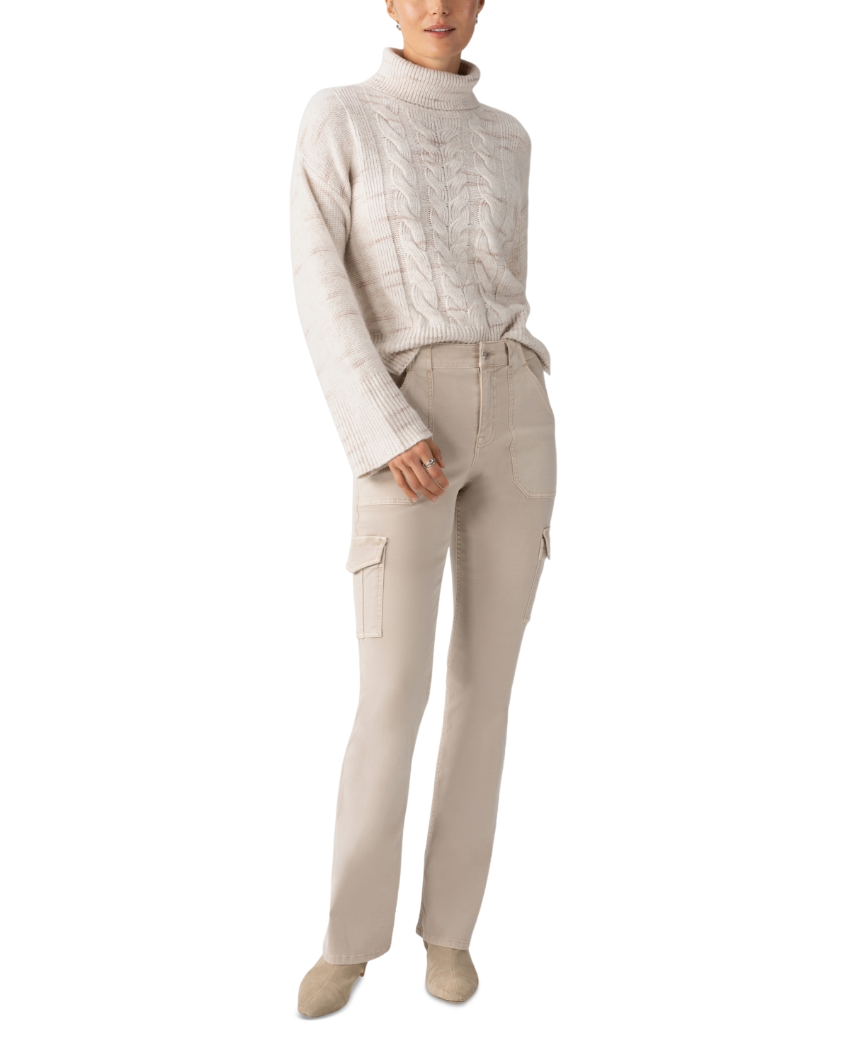 Women's Feeling Cozy Cable-knit Sweater - Lt. Grey Multi