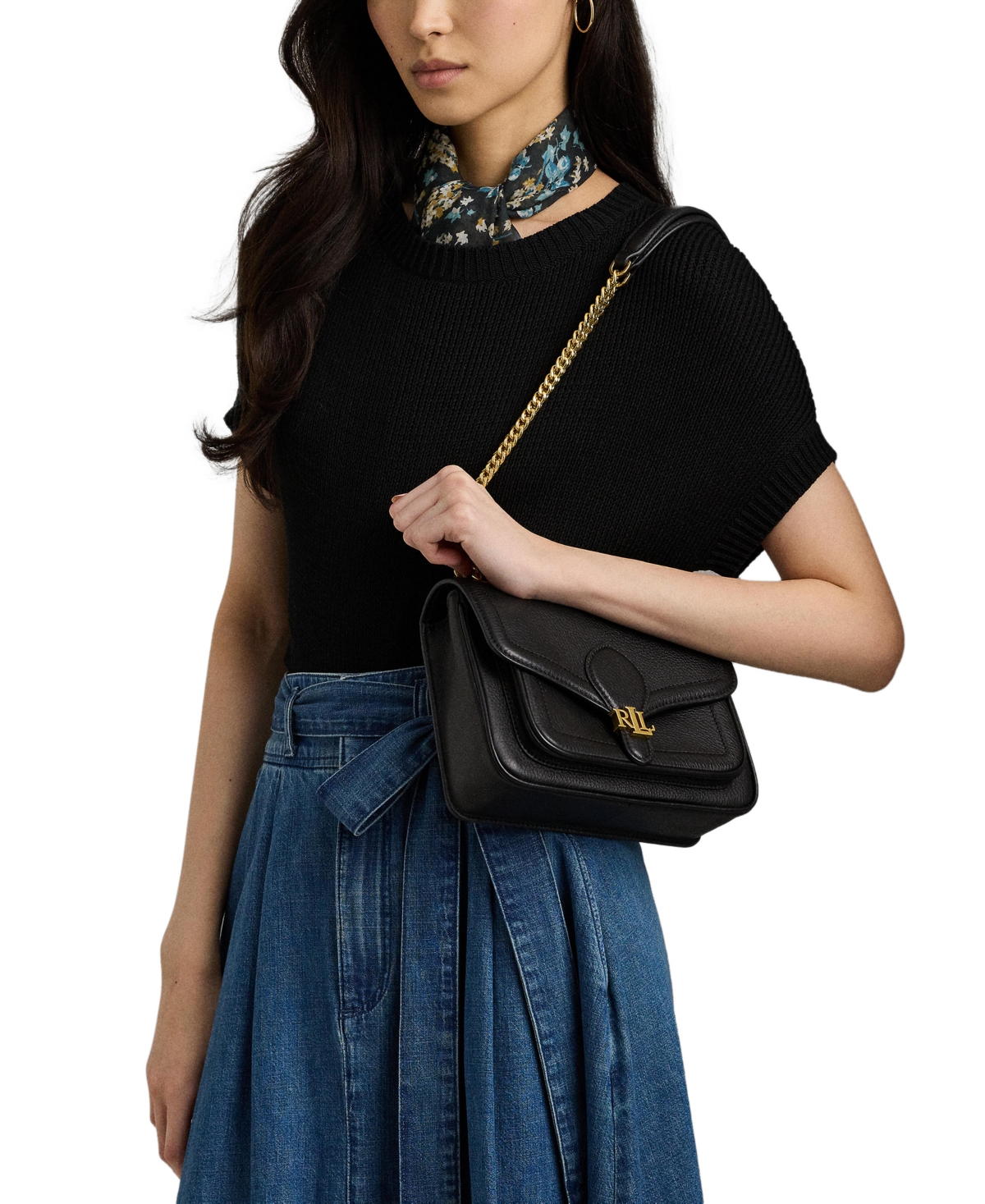 Lauren Ralph Lauren Pebbled Leather Small Bradley Convertible Bag